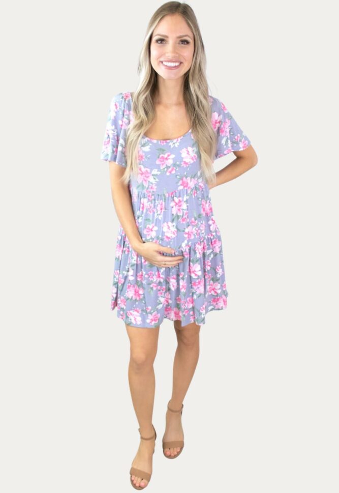 Short Sleeve Babydoll Maternity Dress