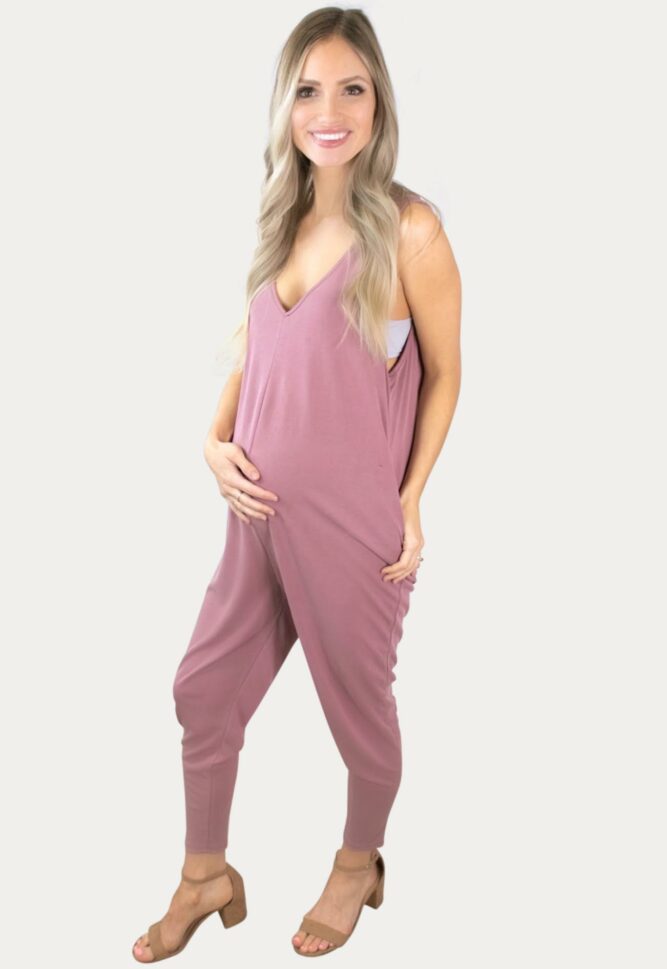 Mauve maternity jumpsuit