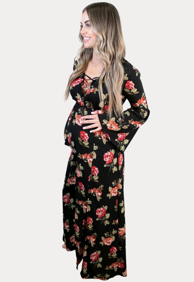 floral maternity maxi with slit