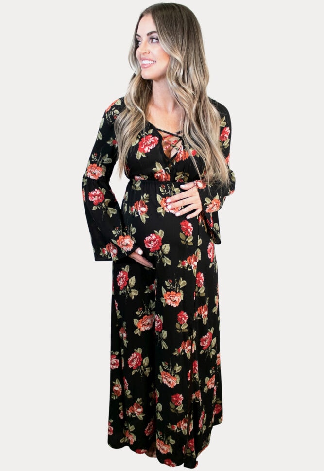 floral maternity maxi with slit