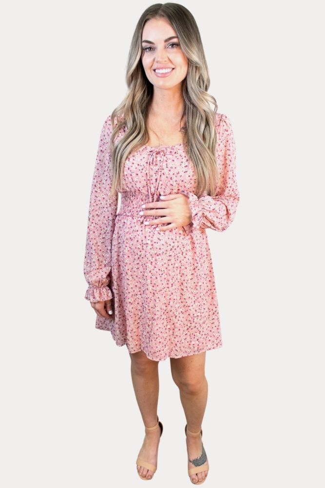 Pink Floral Pregnancy Dress