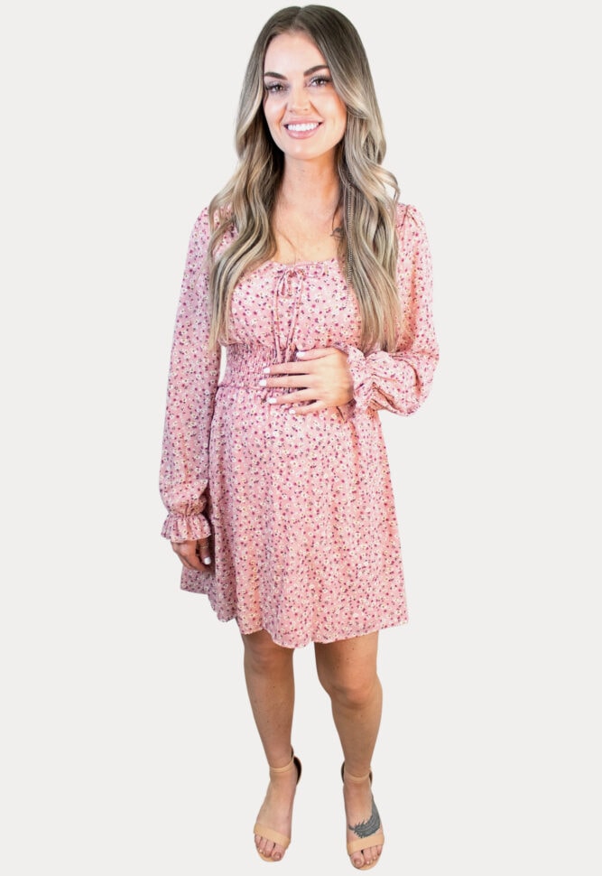 Pink Floral Pregnancy Dress