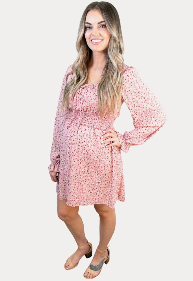 Pink Floral Pregnancy Dress