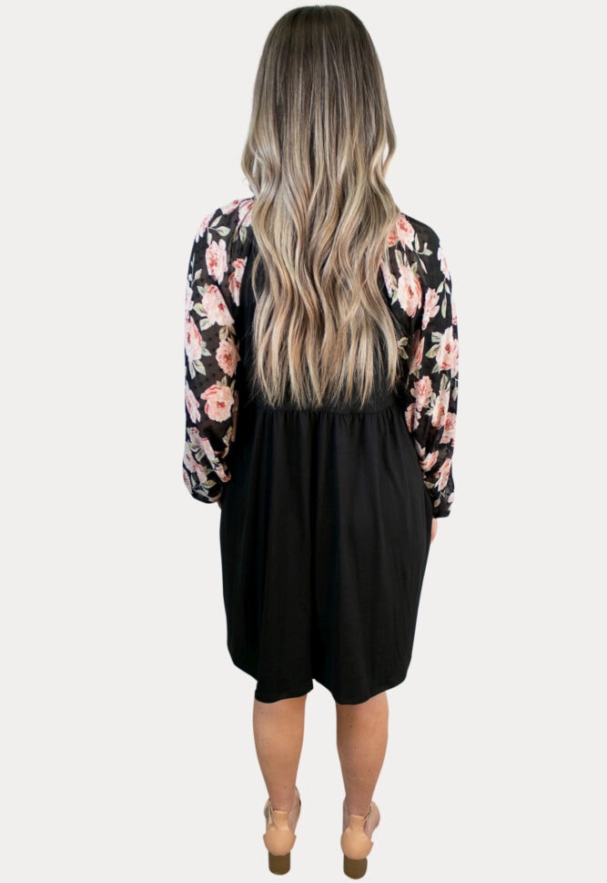 Floral Bishop Sleeve Maternity Dress