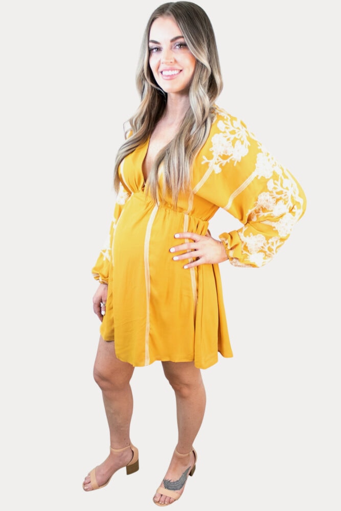 Embroidered Maternity Dress