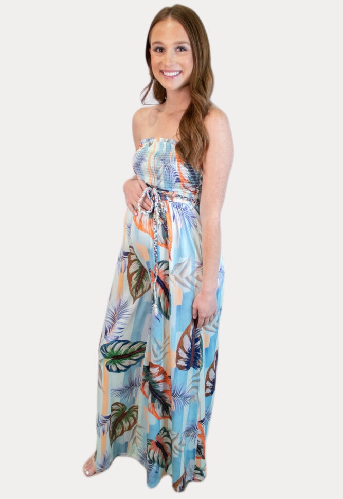 tropical maternity jumpsuit