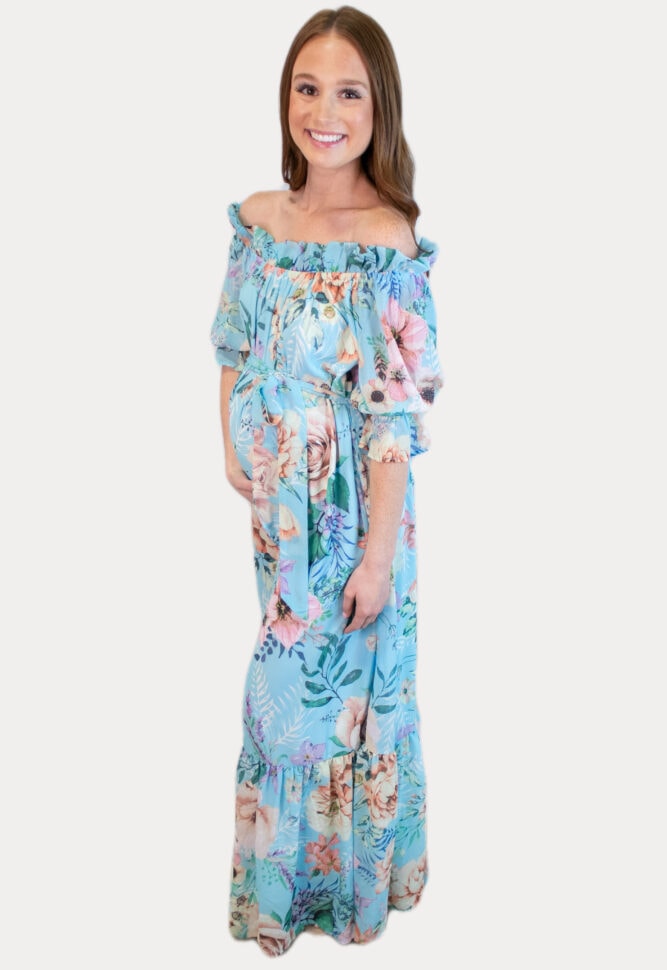 Baby blue maternity maxi