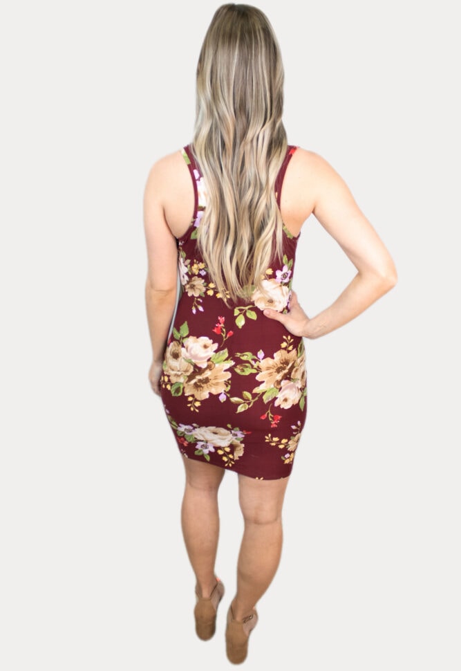 burgundy floral maternity dress
