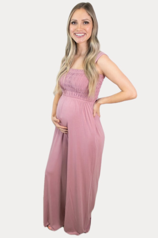 mauve maternity jumpsuit