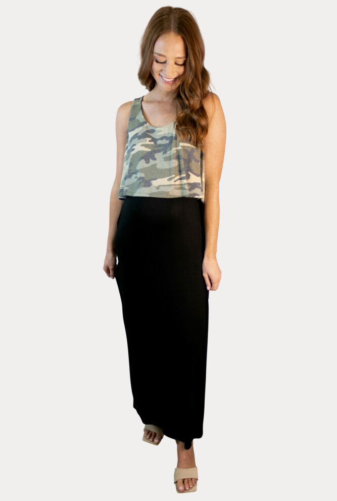 camo print maternity dress