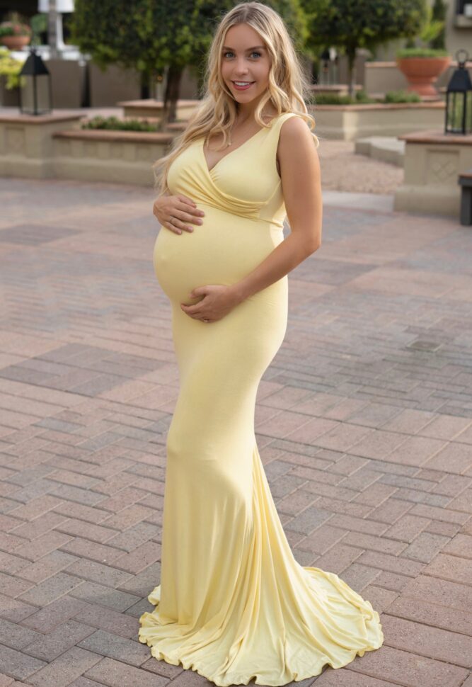 sleeveless pregnancy gown