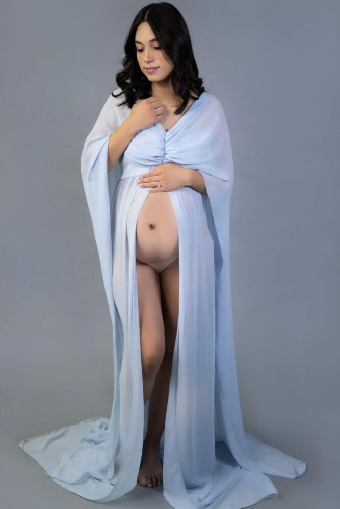 gown for studio maternity photoshoots