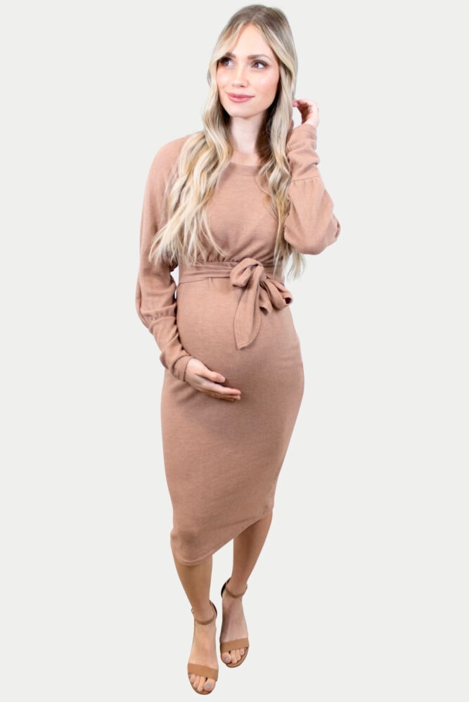 knit midi maternity dress