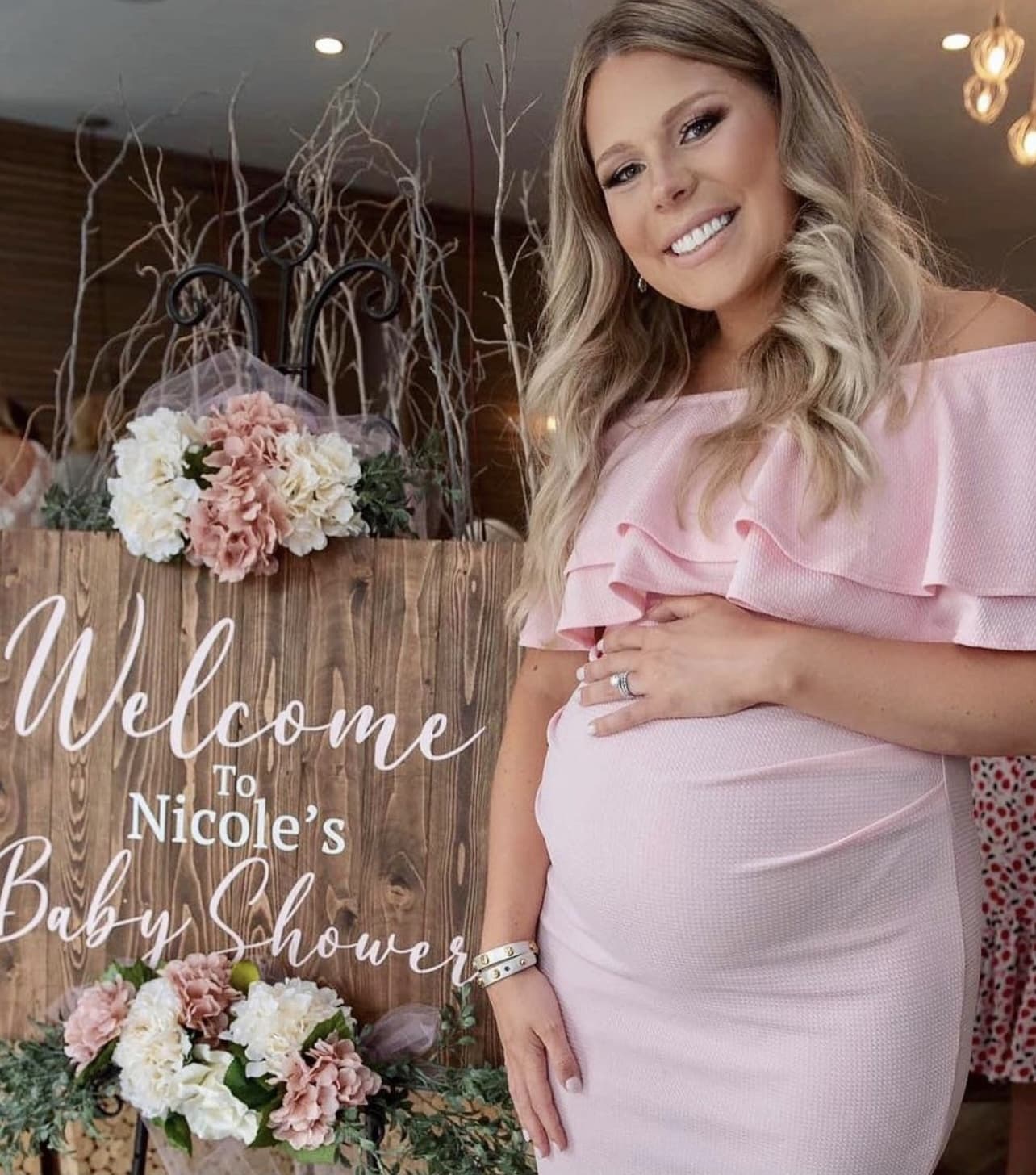 Double Ruffle Off the Shoulder Maternity Dress