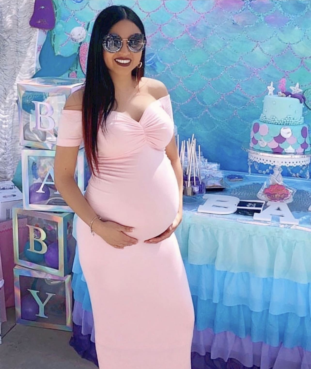 Baby Pink Slim Fit Baby Shower Maternity Gown