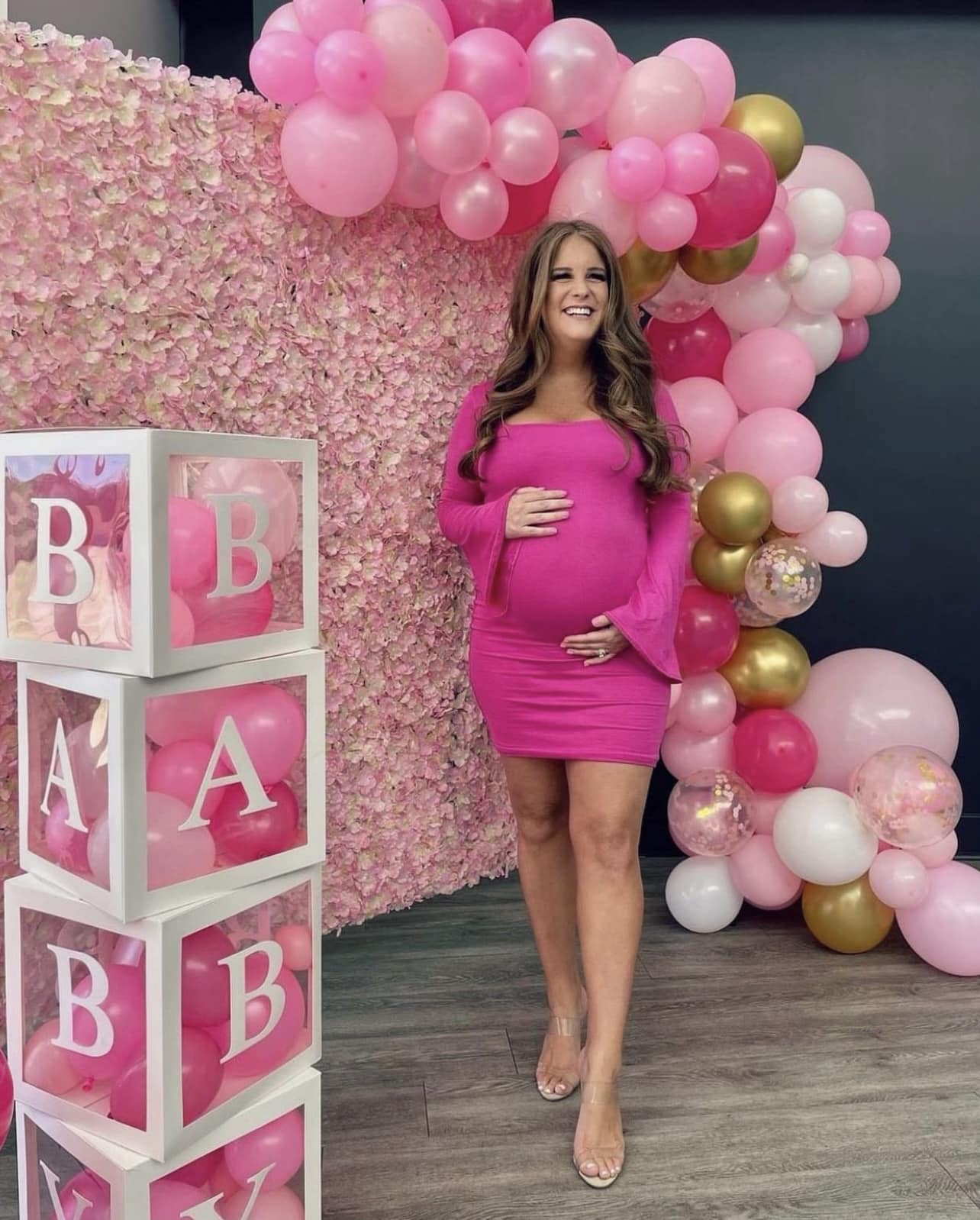 Mini Bell Sleeve Maternity Dress in Fuchsia